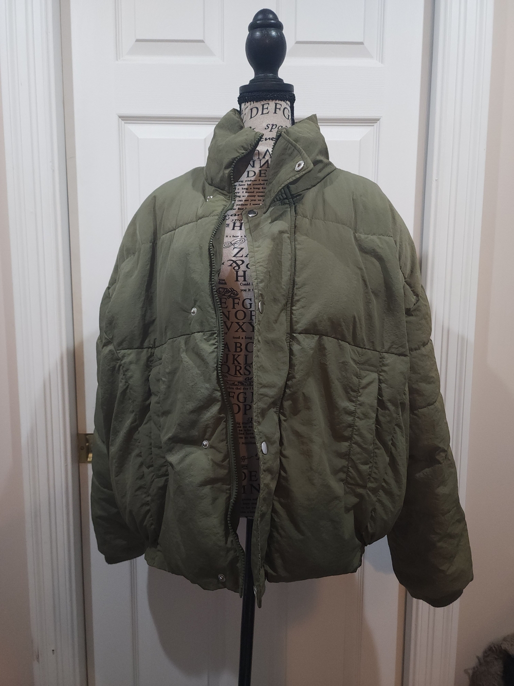 Free People Olive Green Oversized Puffer Jacket - Picture 4 of 12